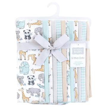 Hudson Baby Unisex Baby Flannel Burp Cloth 12Pk, Kangaroo, One Size