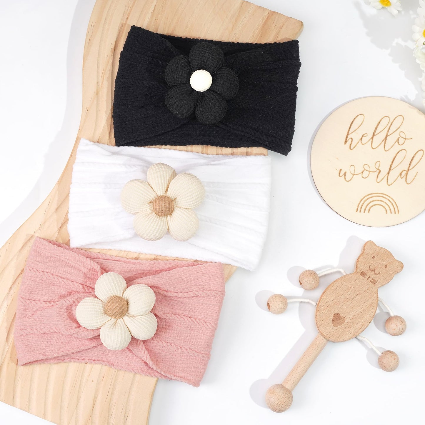 C?Llot Baby Flower Headbands Baby Girls Nylon Headbands Baby Essentials Stretchy Hairbands Handmade Hair Accessories For Newborn