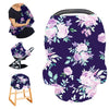 Carseat Cover Girls, Multiuse - Nursing Breastfeeding Covers, Purple Flower Theme, Car Seat Canopy, Stretchy Soft Breathable