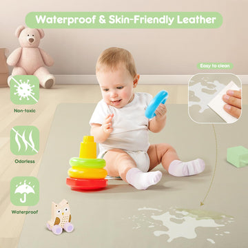 Piikago Padded Baby Play Mat, Super Soft Vegan Leather Baby Mat For Floor, 48X48 Thick Foam Cushioned Play Mat For Babies 6-12 M