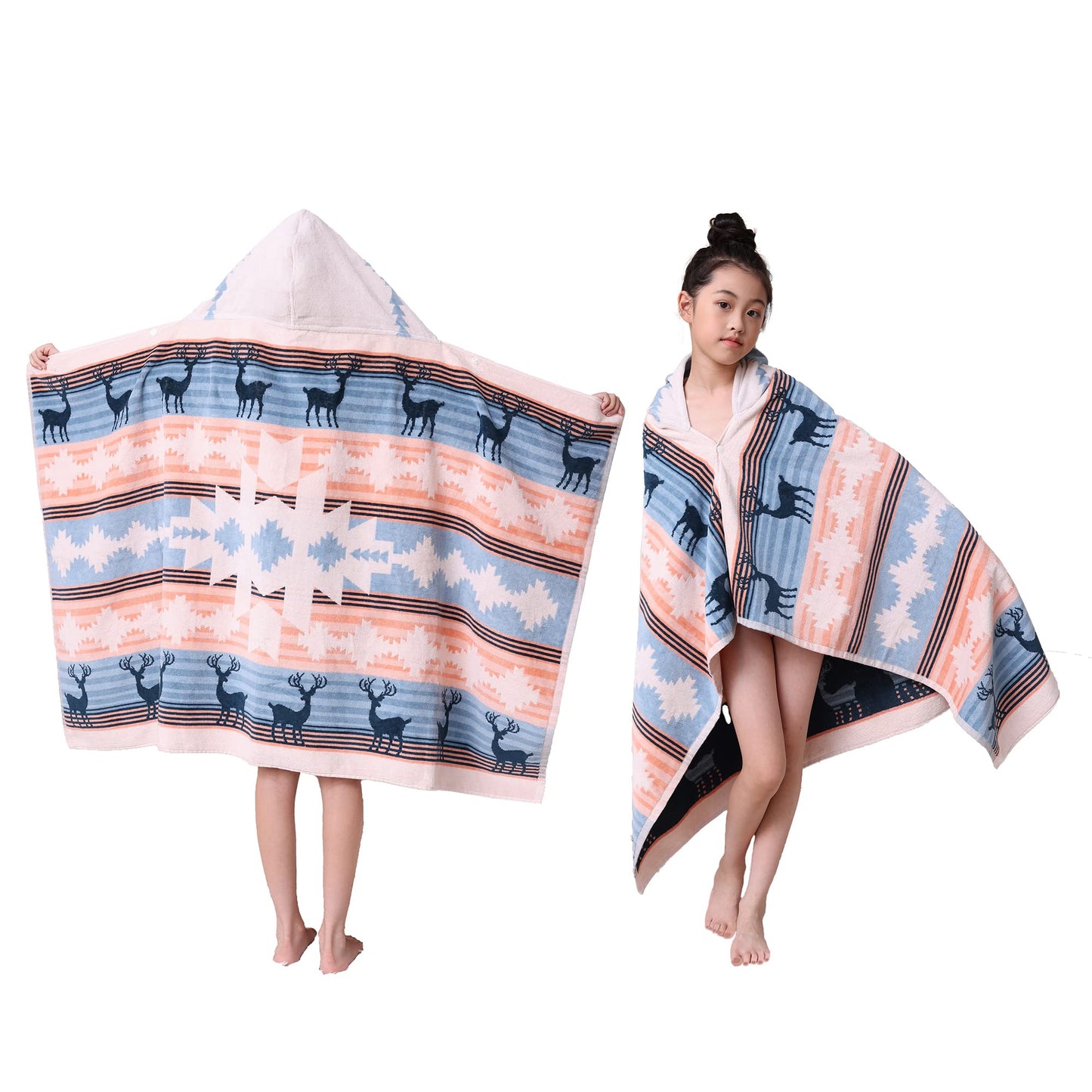 LOBETOAED Kids Hooded Beach Bath Towel, Surf Poncho Toddlers Soft Thick Large Absorbent Cotton Wrap for Boy Girl, Shower/Beach/P