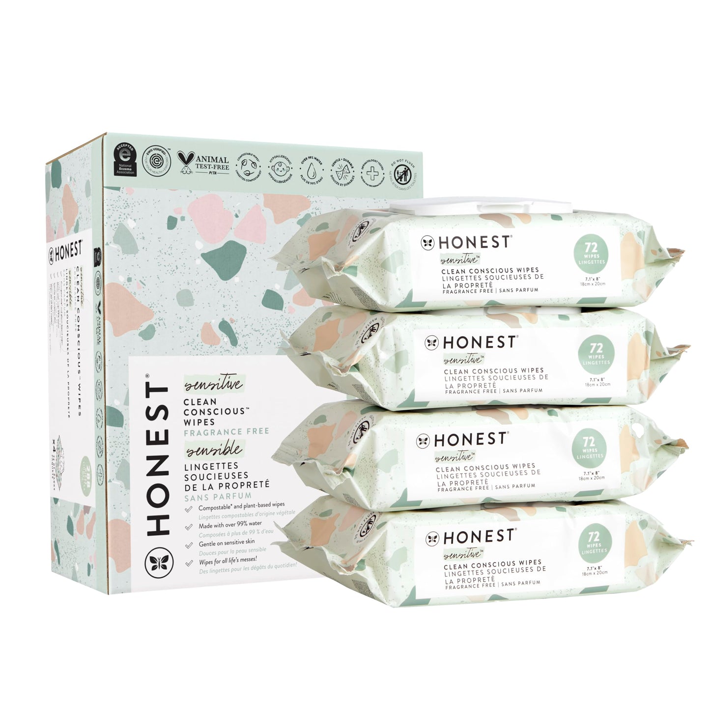 The Honest Company Clean Conscious Unscented Wipes | Over 99% Water, Compostable, Plant-Based, Baby Wipes | Hypoallergenic For S
