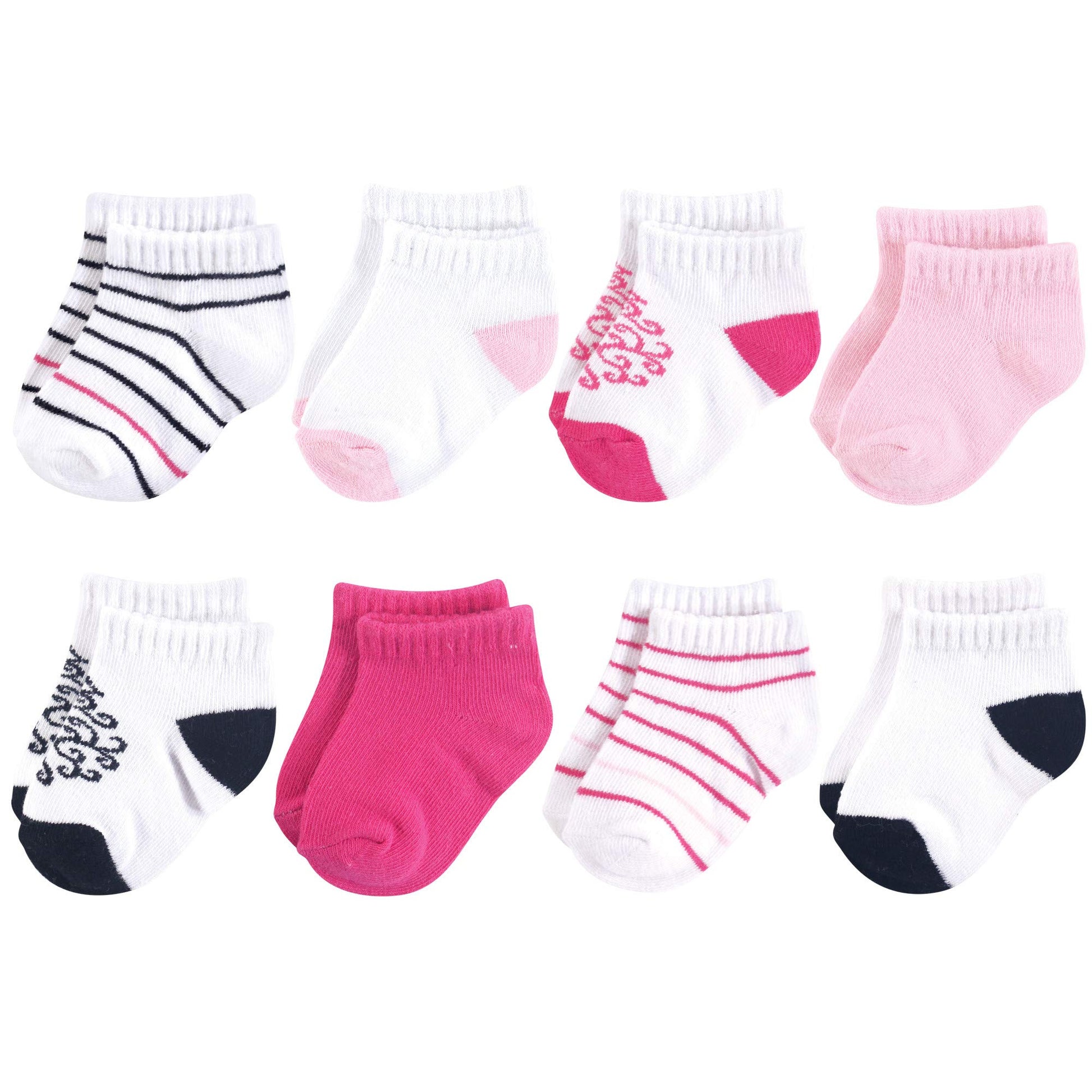 Yoga Sprout No Show Socks, 8 Pack, Damask, 6-12 Months