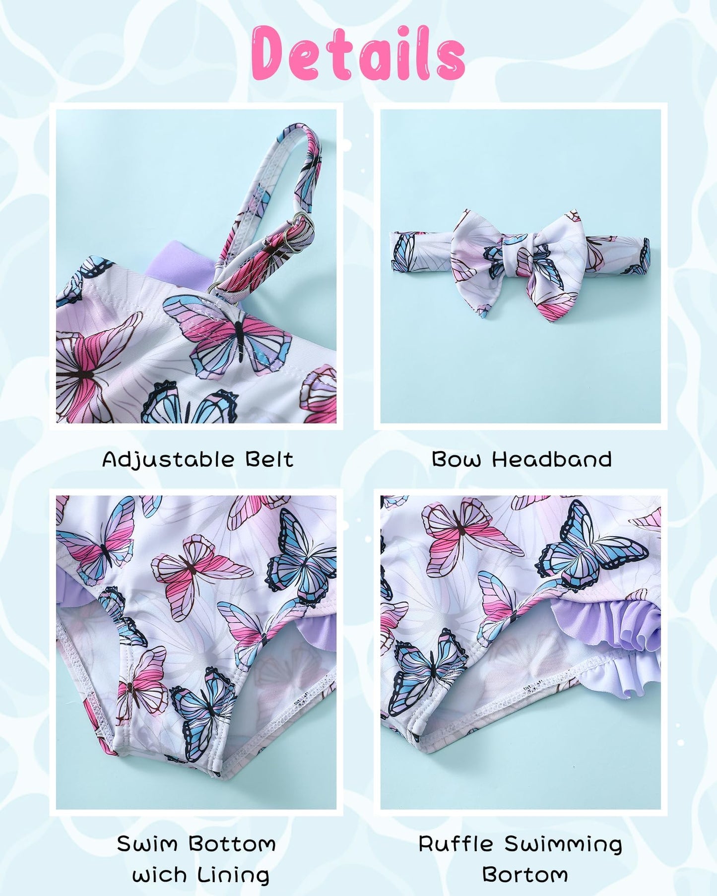 Baby Girl Swimsuit Infant Bathing Suits Newborn 0-3 Month For Girls Summer Beach Swim Suit Butterfly One Piece Swimwear