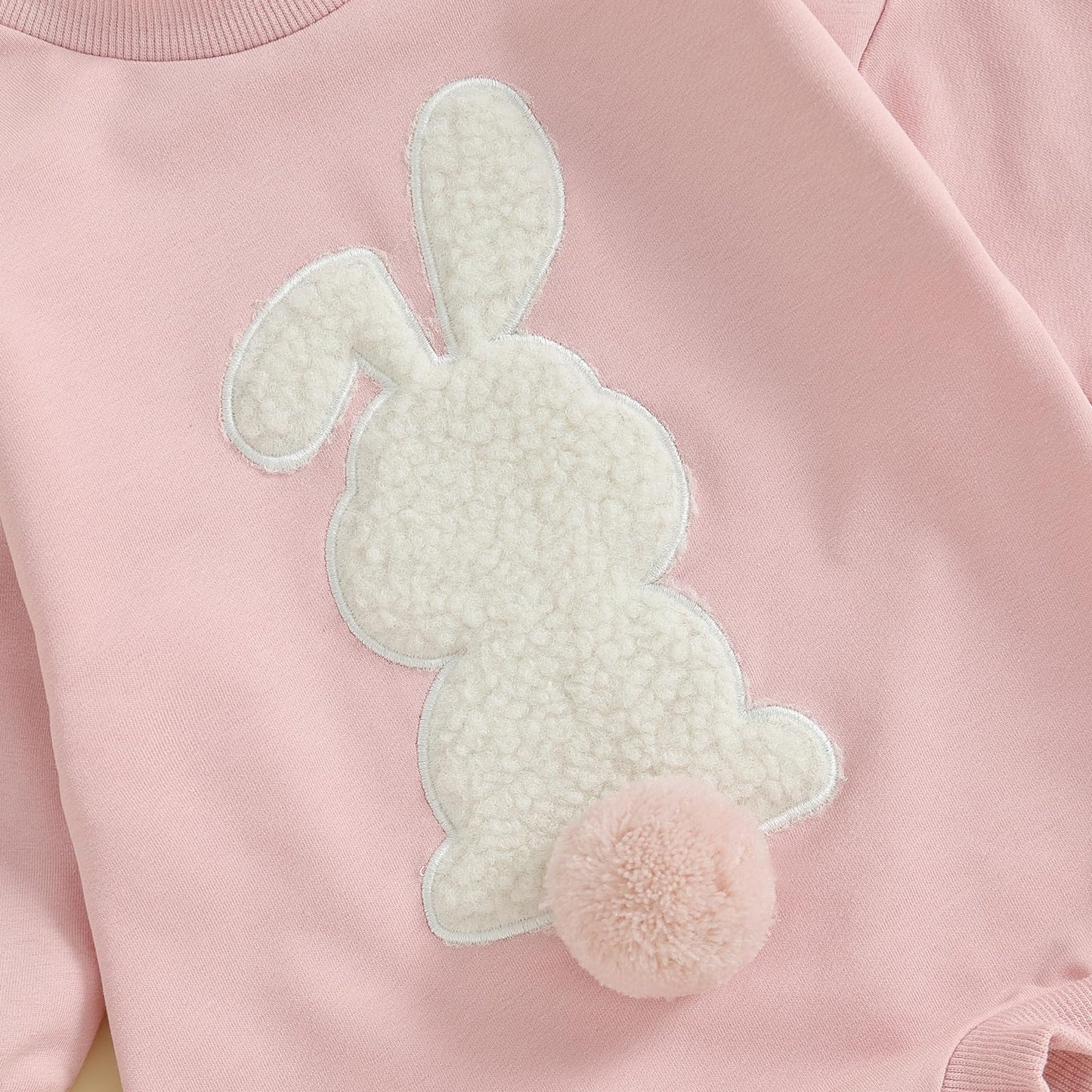 Lagkiyoj Easter Outfit Baby Girl Boy Bunny Embroidery Sweatshirt Romper Infant Long Sleeve Bodysuit Newborn Spring Outfit