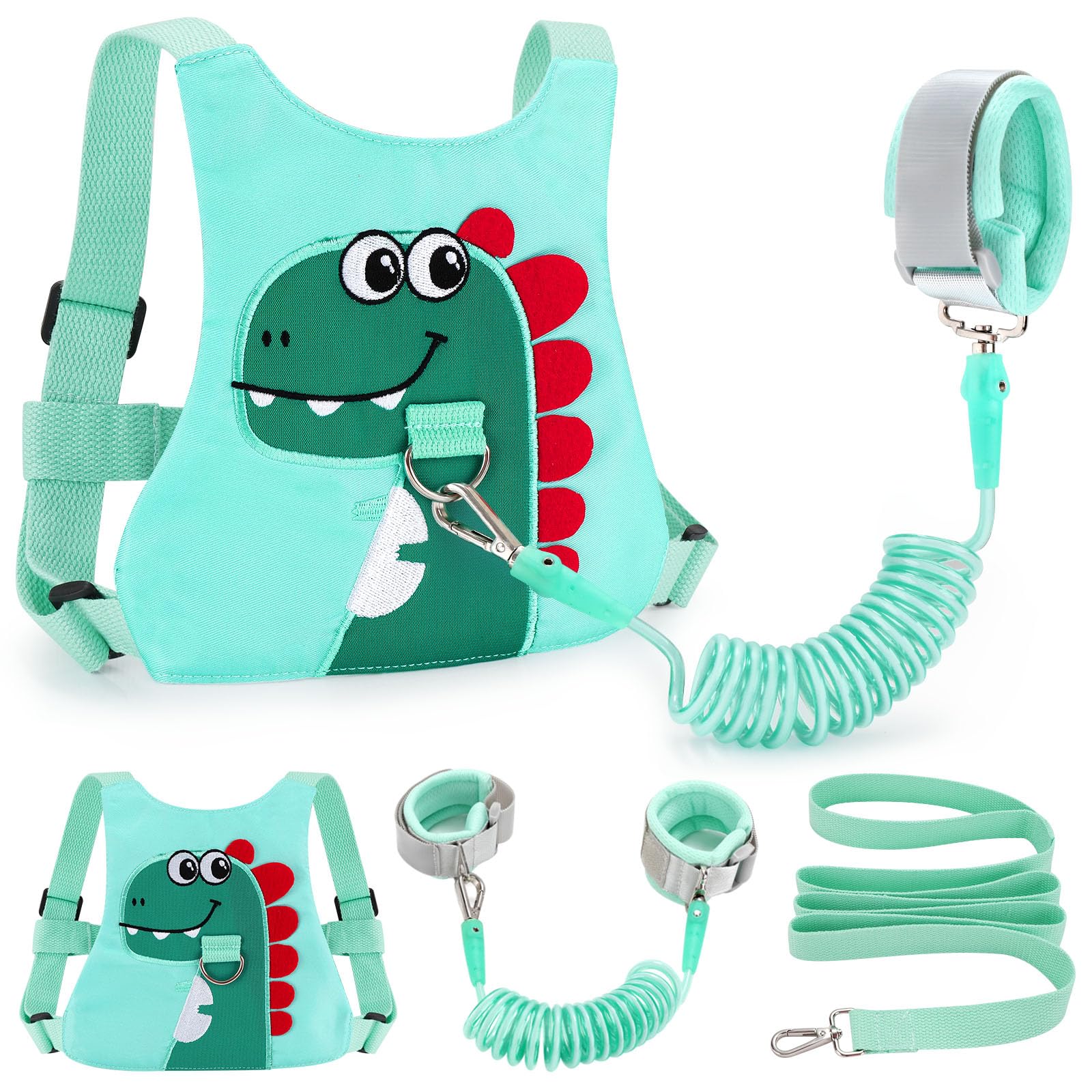 Toddler Leash-Baby Walking Safty Harness And Child Anti Lost Wrist Link For Girls/Boys Travel (Green)