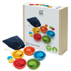PlanToys Wooden Sort & Count Cups Montessori Math Toy | Color Sorting Counting Game for Toddlers | Preschool Educational Learnin