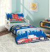 Everyday Kids 4 Piece Toddler Bedding Set -Fire And Police Rescue- Includes Comforter, Flat Sheet, Fitted Sheet And Reversible P