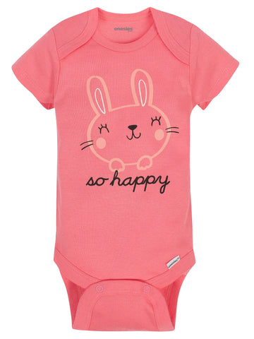 Onesies Brand Baby Girls' 8-Pack Short Sleeve Mix & Match Bodysuits, Cuddles & Love Bunny, 0-3 Months