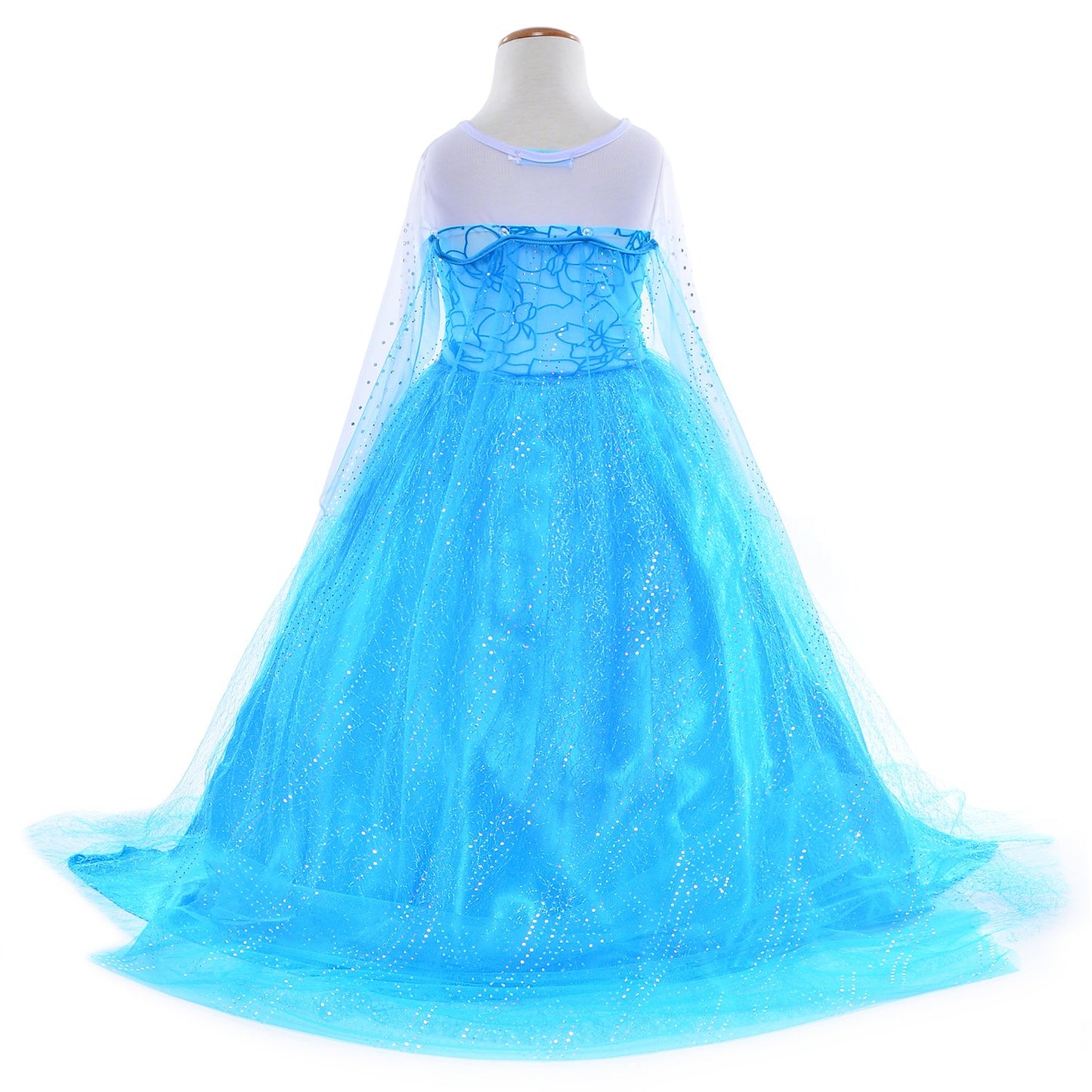 Party Chili Princess Costumes Birthday Party Dress Up For Little Girls With Wig,Crown,Mace,Gloves Accessories 6-7 Years (130Cm)