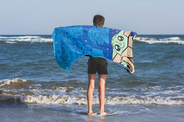 Jay Franco Star Wars The Mandalorian Kids Bath Pool Beach Towel - Super Soft & Absorbent Grogu, Baby Yoda 100% Cotton Towel, Mea