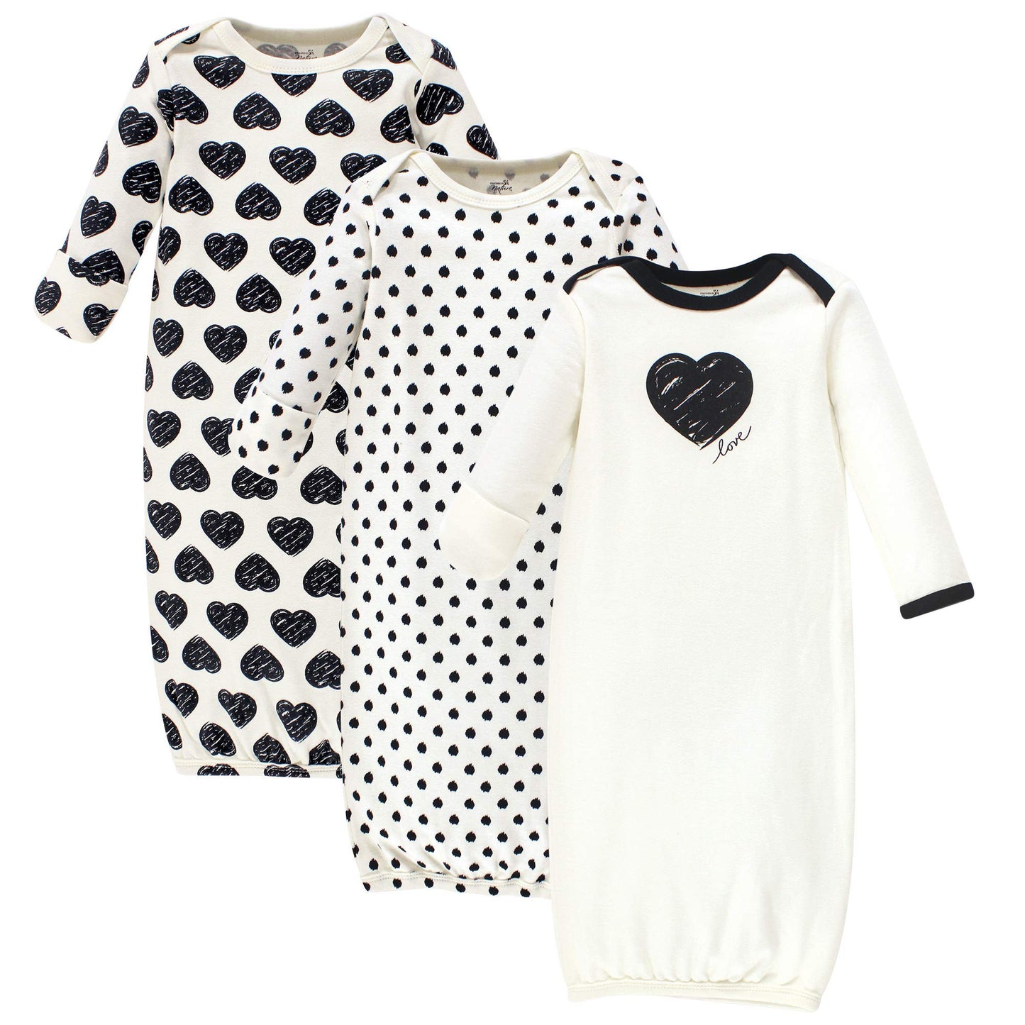 Touched By Nature Unisex Baby Organic Cotton Gowns, Heart, 0-6 Months Us