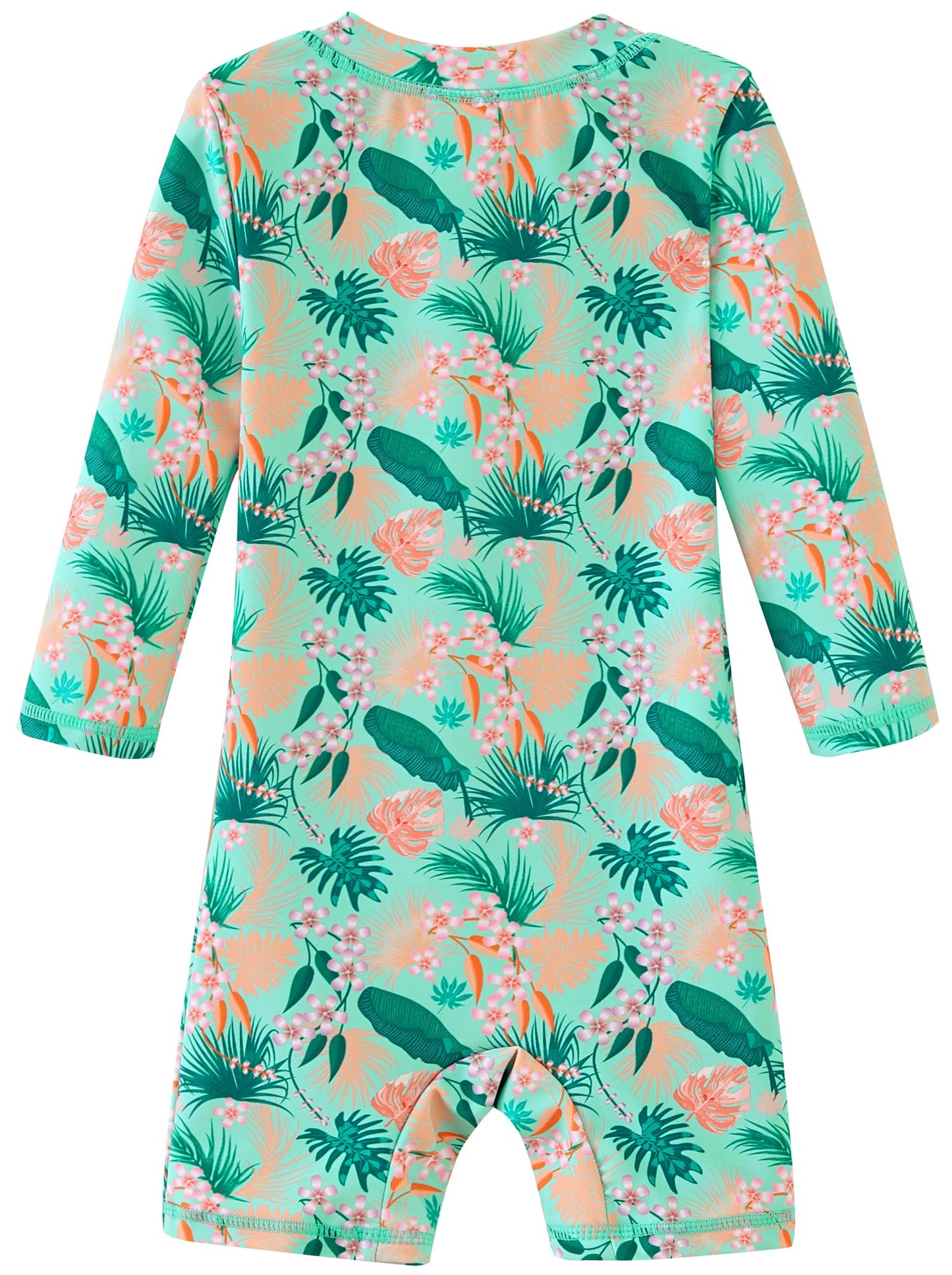 Umelok Infant Swimwear Girls One Piece Full Zip With Long Sleeve Upf 50+ Sun Protection Swimsuit Green-Banana Leaf,3M