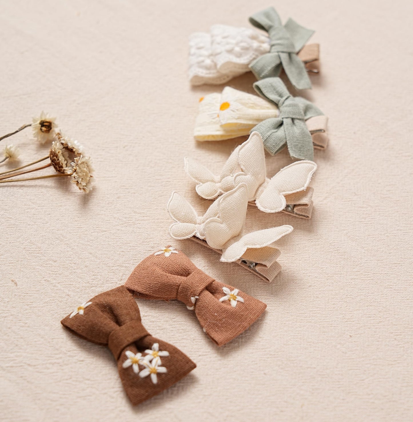 16 Pcs Hair Clips For Girls With Bows Butterfly Flower,2' Fully Lined Alligator Clips And Barrettes,Handmade Hair Accessories F