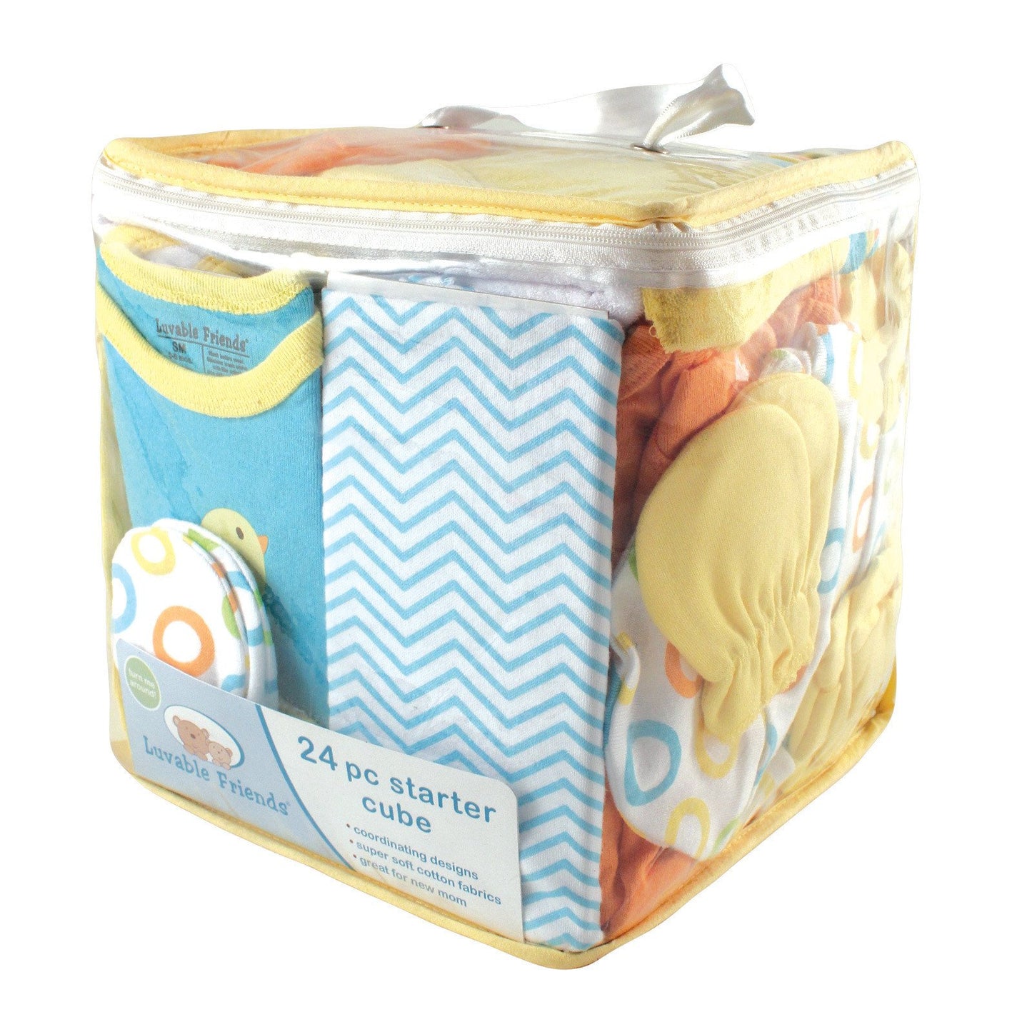 Luvable Friends Unisex Baby Layette Gift Cube, Yellow Bird, 0-6 Months