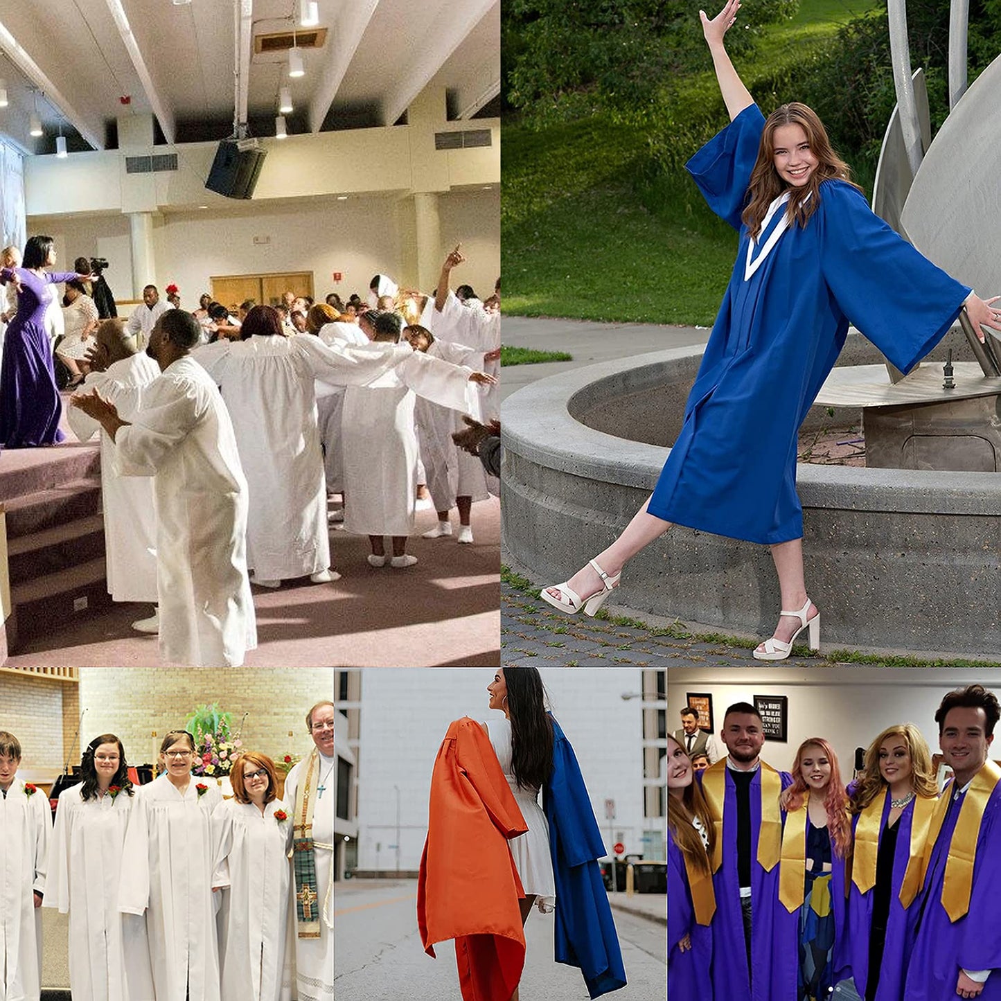 GradPlaza Matte Choir Robe for Church Baptism Officiant Confirmation or Costume,Graduation Gown for School White Size 57ff