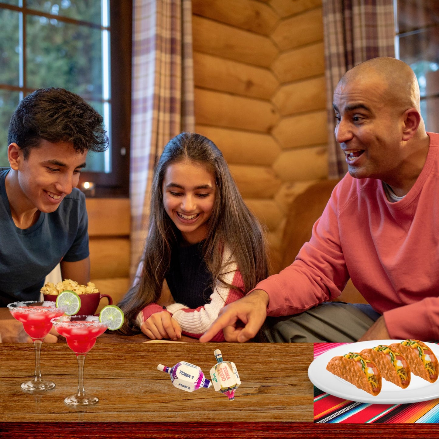 Needzo Wooden Pirinola Toma Todo Set, Spinning Top Game For Fiestas And Parties, 2 Pieces, 3.5 Inches