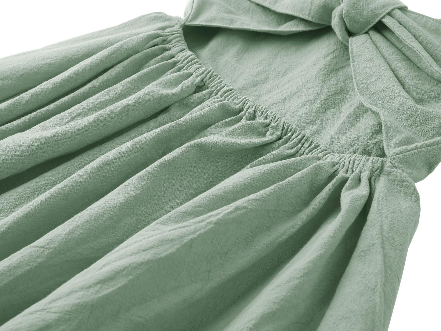 Dutebare Toddler Girls Dress Cotton Linen Ruffle Halter Sleeveless Kids Casual Summer Beach Party Dresses Green 100