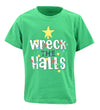 Unique Baby Boys Wreck The Halls Short Sleeve Kids Christmas Shirt Clothes (12Y, Green)