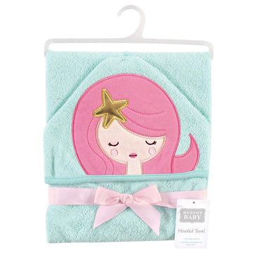 Hudson Baby Unisex Baby Cotton Animal Face Hooded Towel, Mermaid, One Size