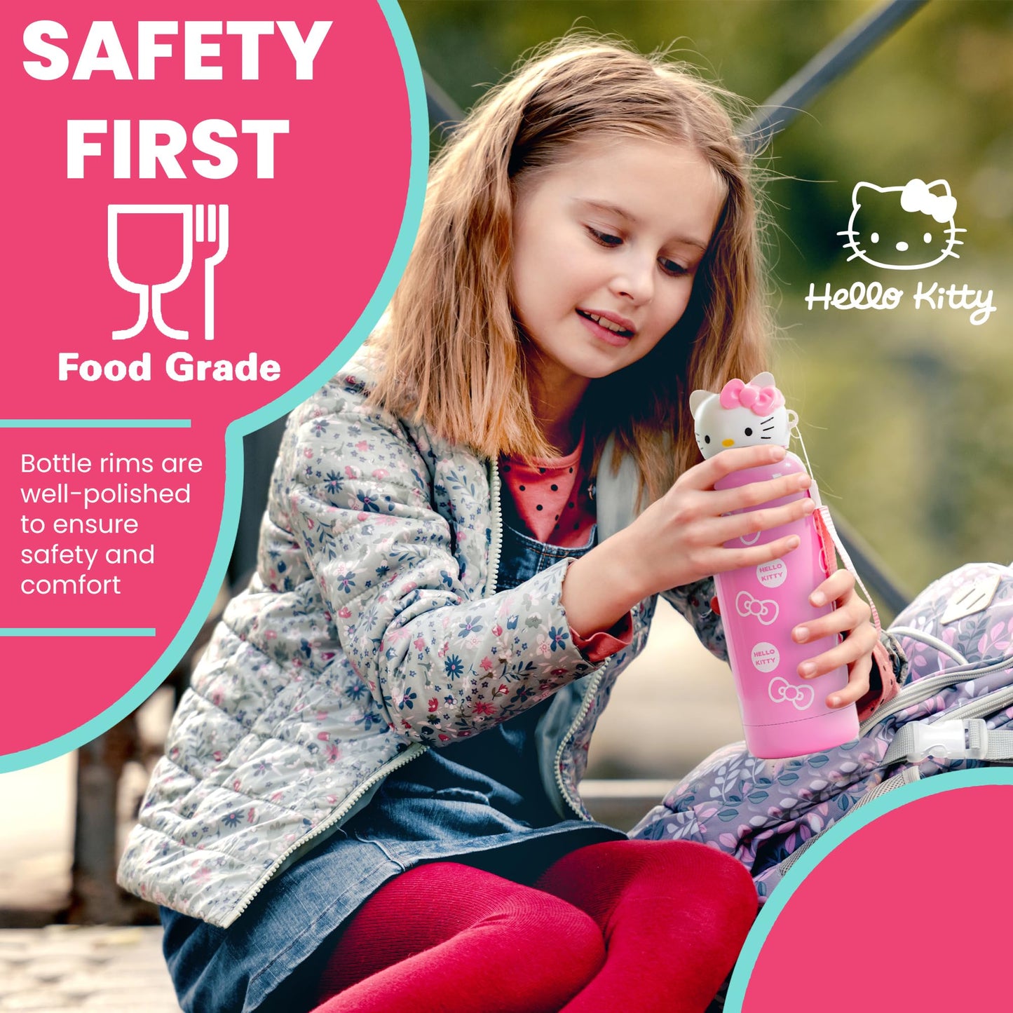 Baby In Love Basket Hello Kitty 400 Ml Insulated Water Bottle For Kids - Stainless Steel With 6-12H Heat Preservation With Sanri