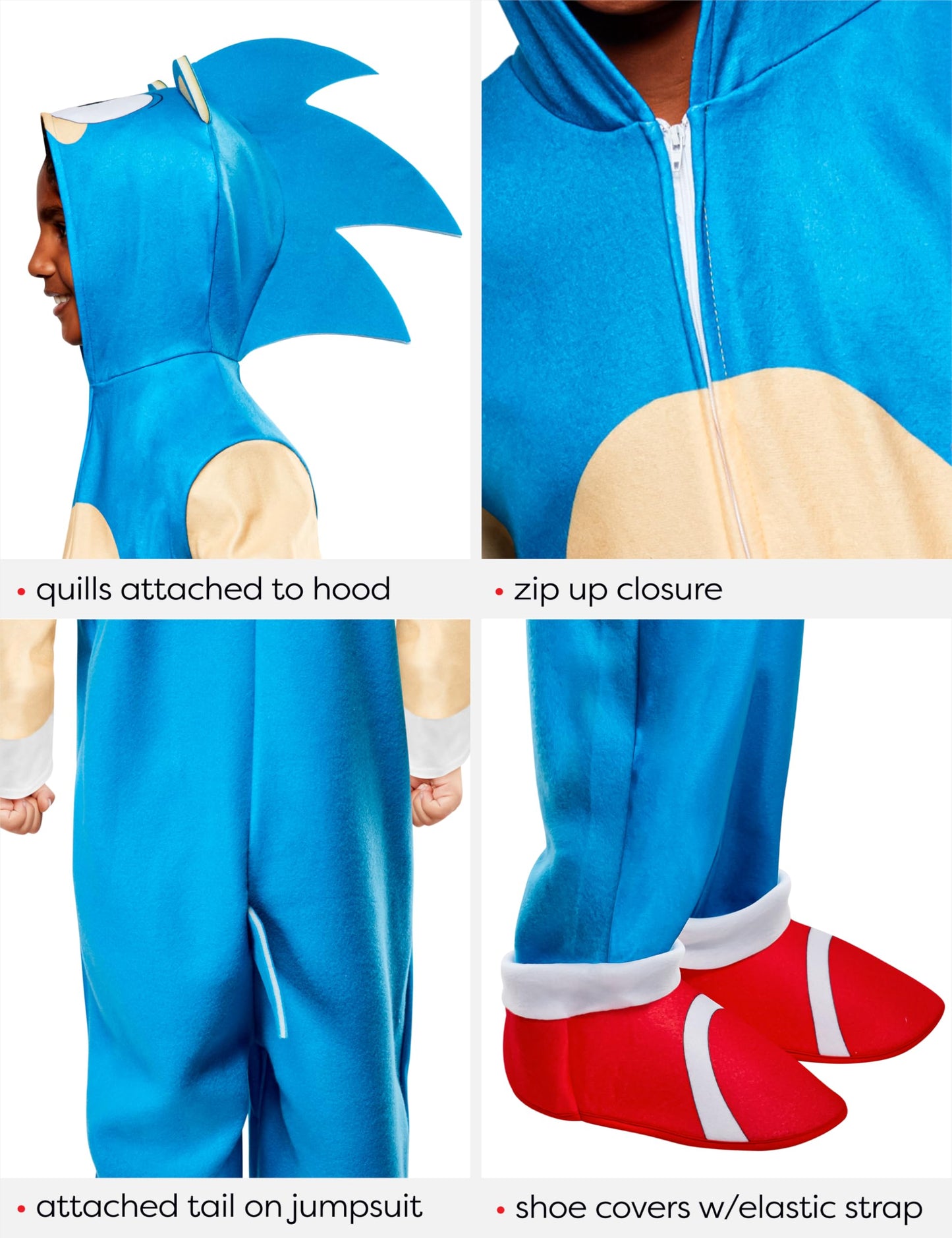 Rubie'S Boys Sonic Oversized Jumpsuit Costume, As Shown, Large Us