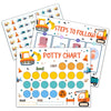 Construction Potty Training Sticker Chart, 10 Potty Charts With 216 Round Stickers & 1 Instruction Sheet, Potty Reward Sticker C