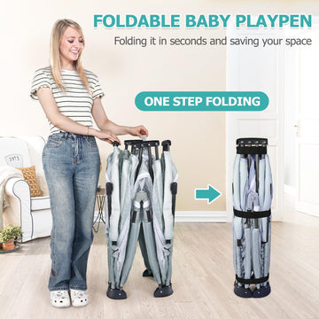 Baby Playpen: Foldable Playpen For Babies And Toddlers Large Play Pen Portable Playpen Fence Kids Safety Area Travel Play Yard W