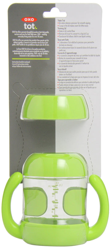 Oxo Tot Sippy Cup Set With Bonus Training Lid And Removable Handles (7 Oz.) - Green