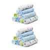 Spasilk Washcloth Wipes Set For Newborn Boys And Girls, Soft Terry Washcloth Set, Pack Of 20, Blue Elephant