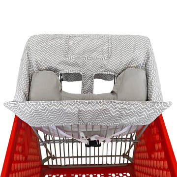 Soft Pillow Attached 2-In-1 Shopping Cart And High Chair Cover For Baby, Cotton Padded Cart Cover, Fold'N Roll Style, Portable W