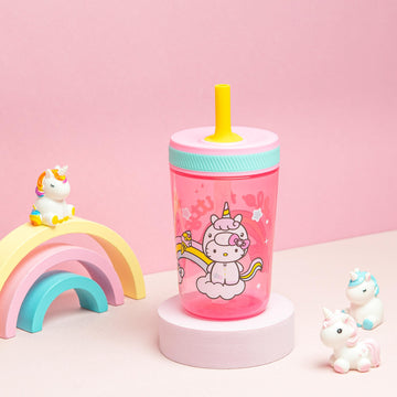 Zak Designs 15Oz Hello Kitty Kelso Tumbler Set, Bpa-Free Leak-Proof Screw-On Lid With Straw Made Of Durable Plastic And Silicone