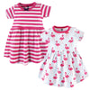 Hudson Baby Infant And Toddler Girl Cotton Dresses Bright Flamingo, 3 Toddler