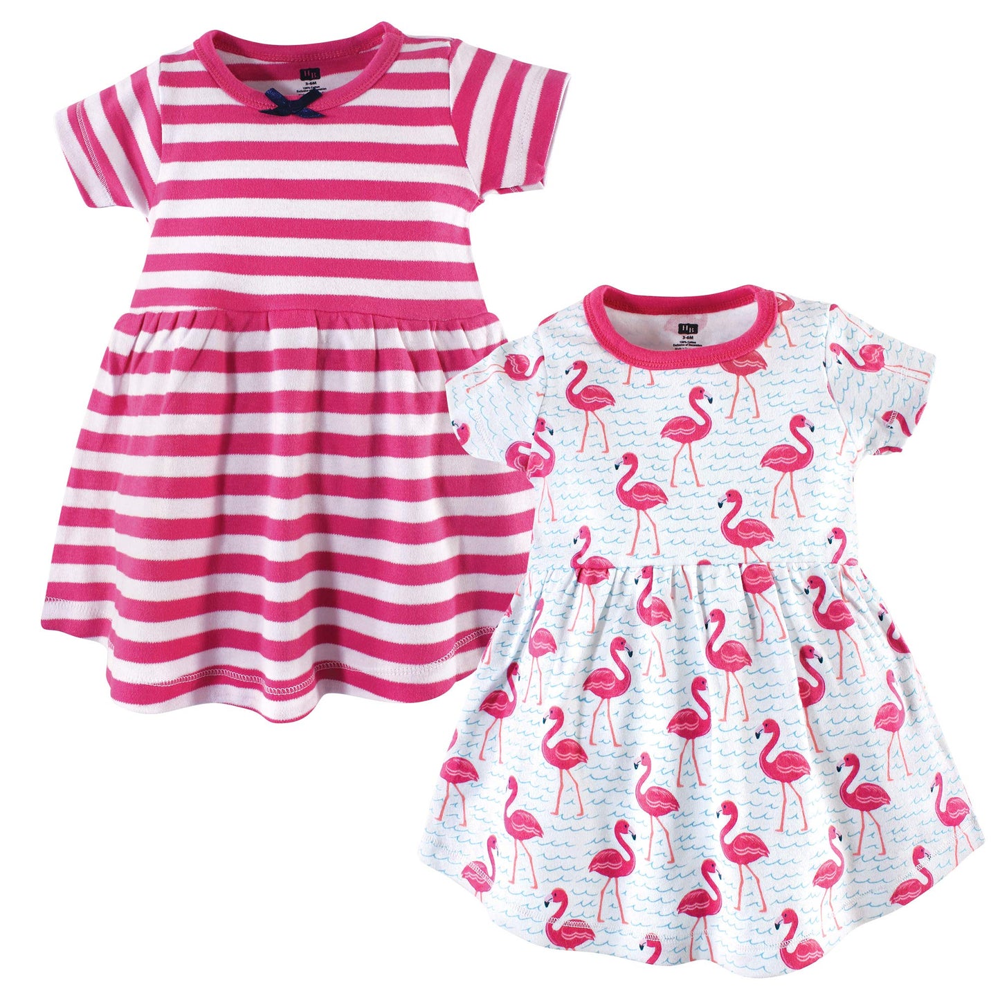 Hudson Baby Infant And Toddler Girl Cotton Dresses Bright Flamingo, 3 Toddler