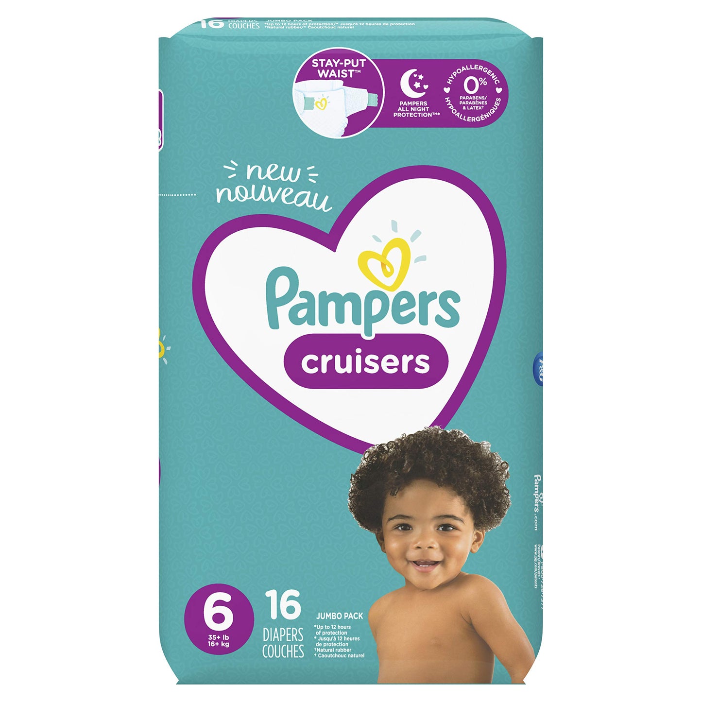 PAMPERS CRUISERS STAGE 6 DISPOSABLE DIAPERS XXL BOY OR GIRL ADHESIVE TABS 16 CT - 0037000751931