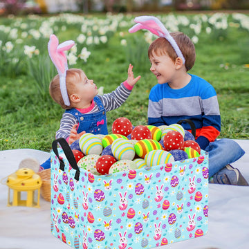 Huayee Rectangle Easter Basket Storage Bin Eggs Gift Basket Laundry Hamper Storage Basket Fabric Material Organization Basket To