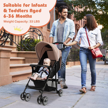 Honey Joy Lightweight Stroller, Compact Travel Stroller For Airplane, Toddler Fold Pushchair W/Adjustable Canopy & Backrest, Sto