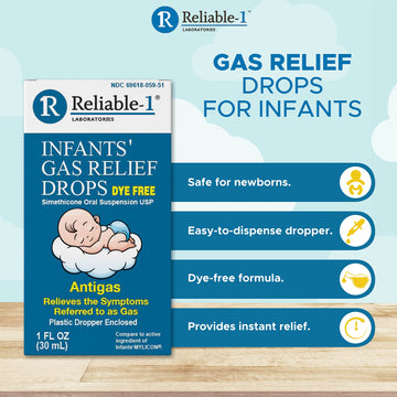 Reliable-1 Laboratories Infants Gas Relief Drops Stomach Relief Gas Drops For Babies, Infants And Toddlers | Simethicone Baby Ga