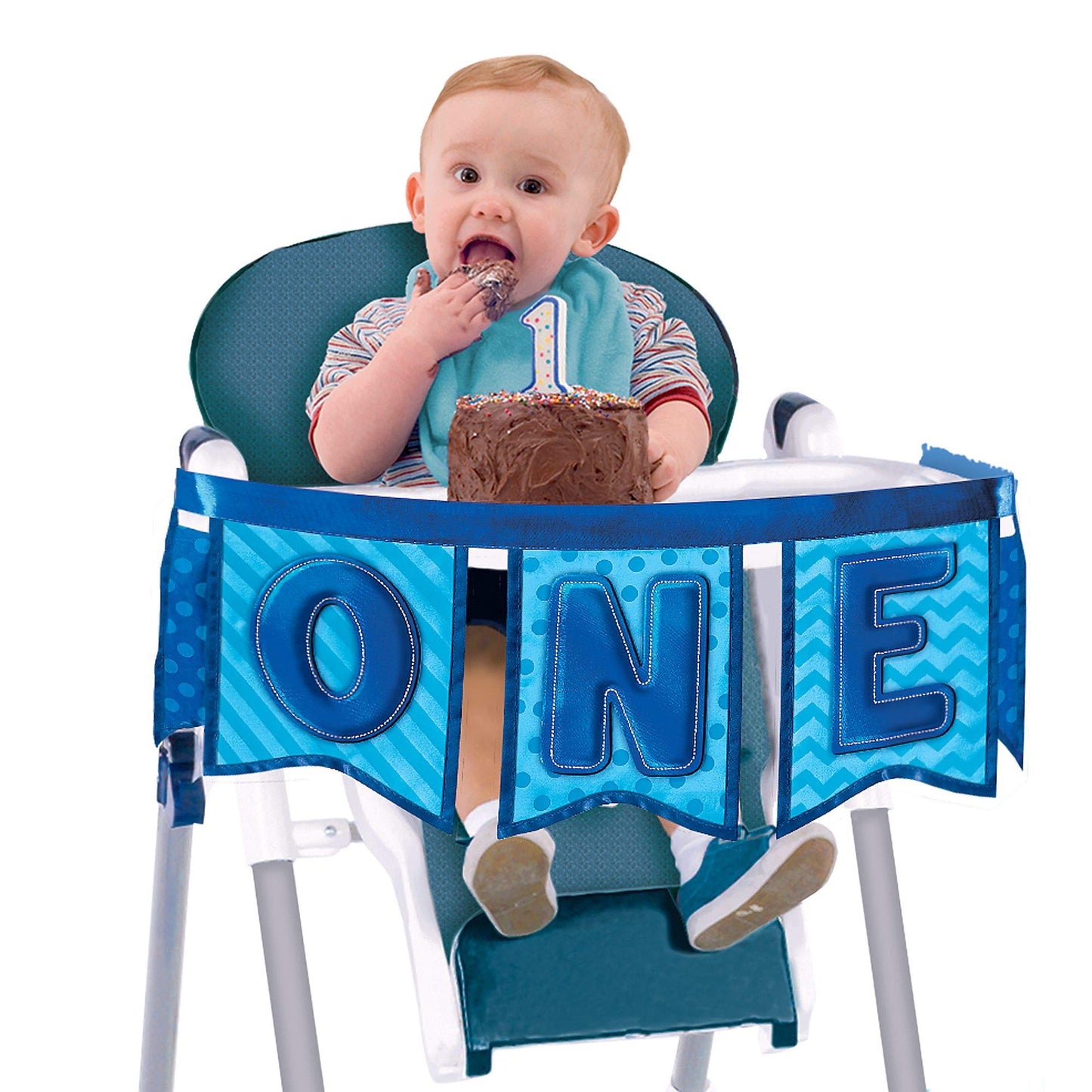Amscan Blue-7 X 39, 1St Birthday Deluxe High Chair Decoration, 1 Piece
