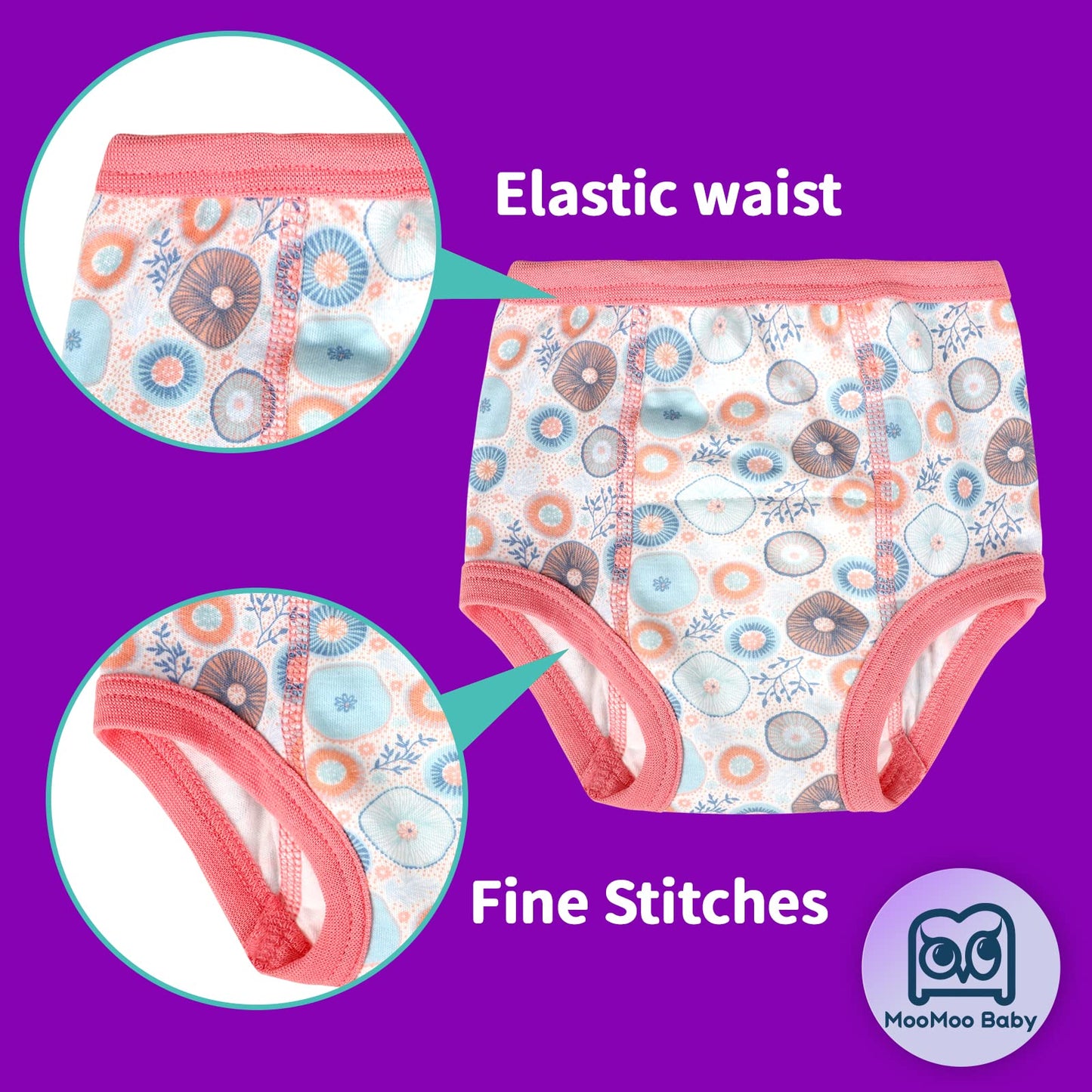 Moomoo Baby 8 Packs Toddler Training Underwear For Boy And Girls Strong Absorbent Cotton Training Pants 6T Pink