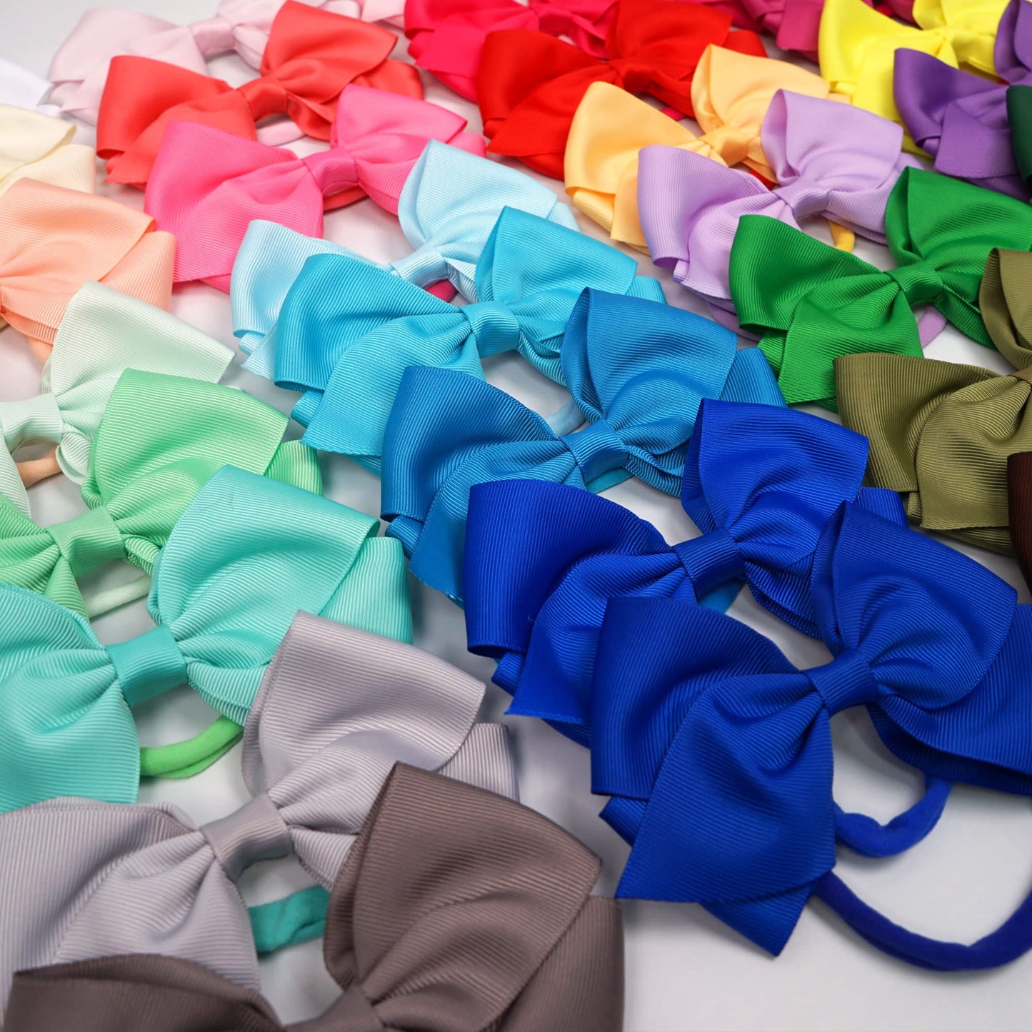 C Llot 40 Colors Baby Bow Headbands 5' Hair Bows Super Soft Nylon Headbands For Baby Girls Infants Preemie And Newborn Kids Ha