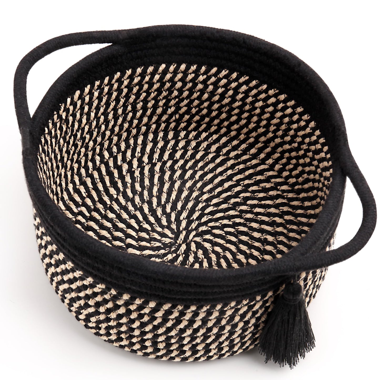 Decorative Small Gift Basket Empty - SweetMemo Cute Woven Rope Organizer Baskets for Desk, Bedside, Bathroom, Key, Round Boho De