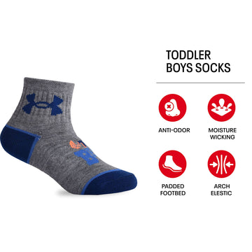 Under Armour Baby Boys Multi Pack Beast Essential Quarter Sock, Light Gray Heather, 6-12 Months