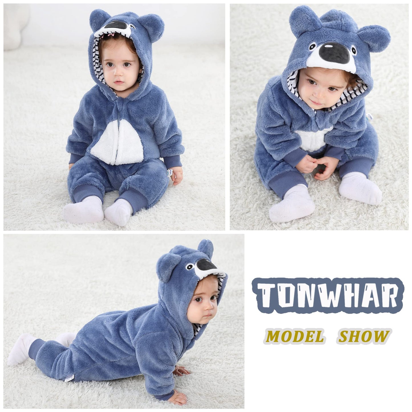 Tonwhar Infant And Toddler Halloween Cosplay Costume Kids' Animal Outfit Snowsuit(3-6 Months,Blue Koala)
