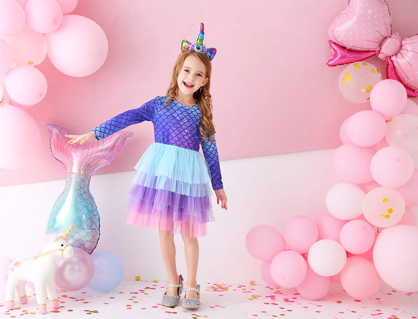 Dxton Baby Girl Winter Tutu Dress For Toddler Long Sleeve Party Dress Lh4595 5T