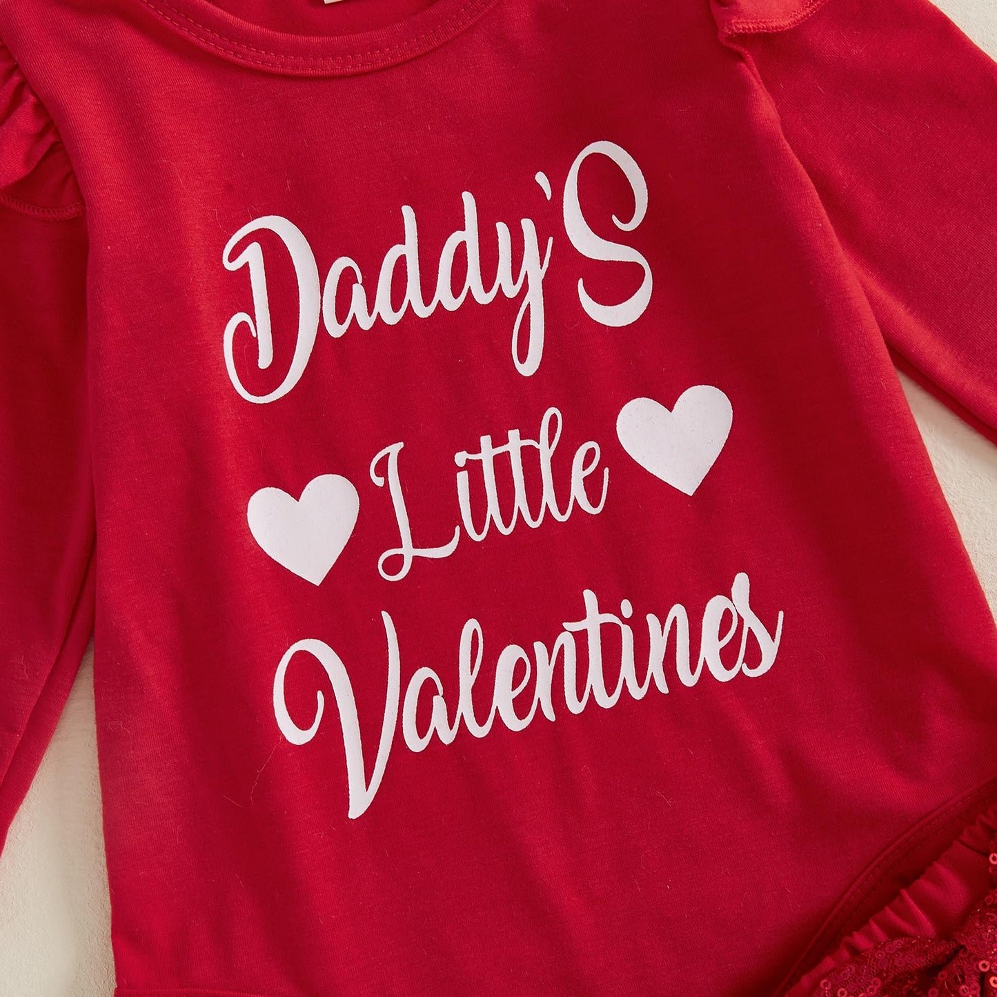 Fybitbo First Valentines Day Baby Girl Outfits Daddys Little Valentine Romper Heart Tutu Skirt Dress Newborn Clothes Set (Red-Da