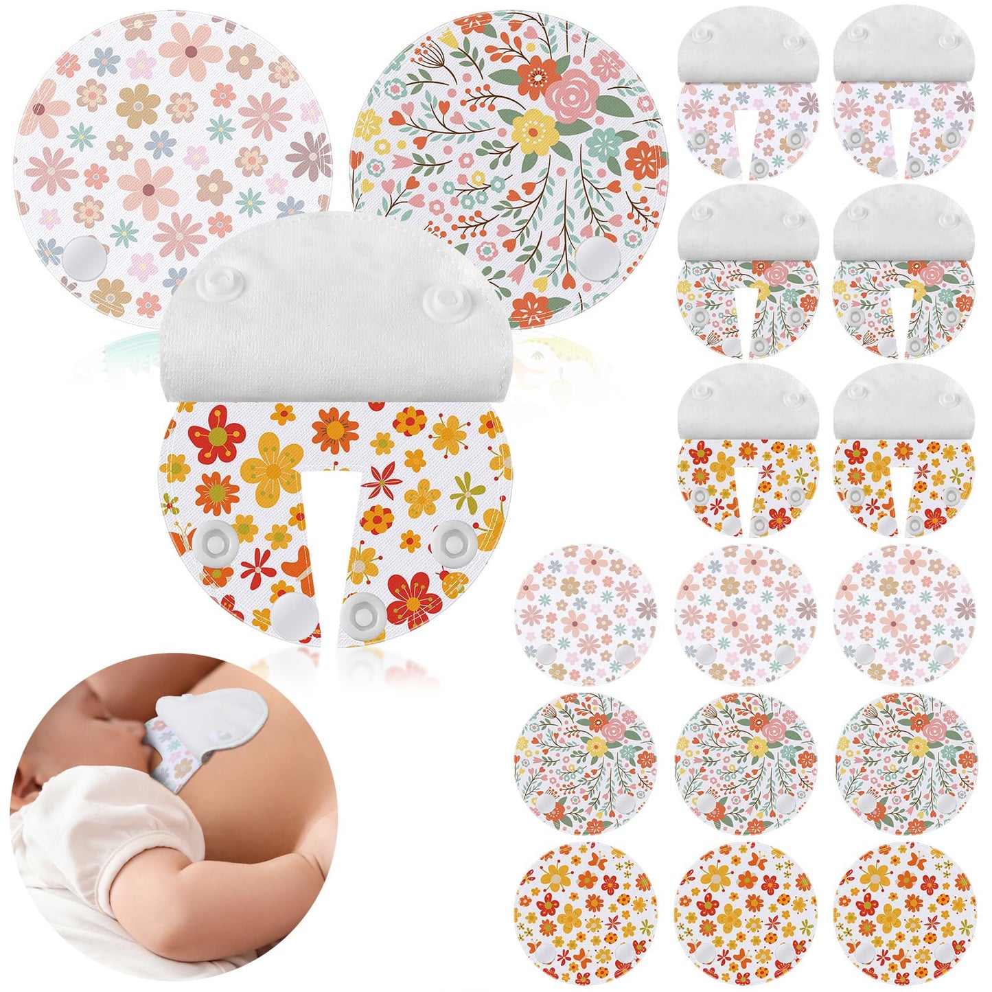 Breling 18 Pack Feeding Tube Pads Button Pad Gtube Button Covers Reusable g Tube Cutie Dinosaur Feeding Supplies for Kids Baby B