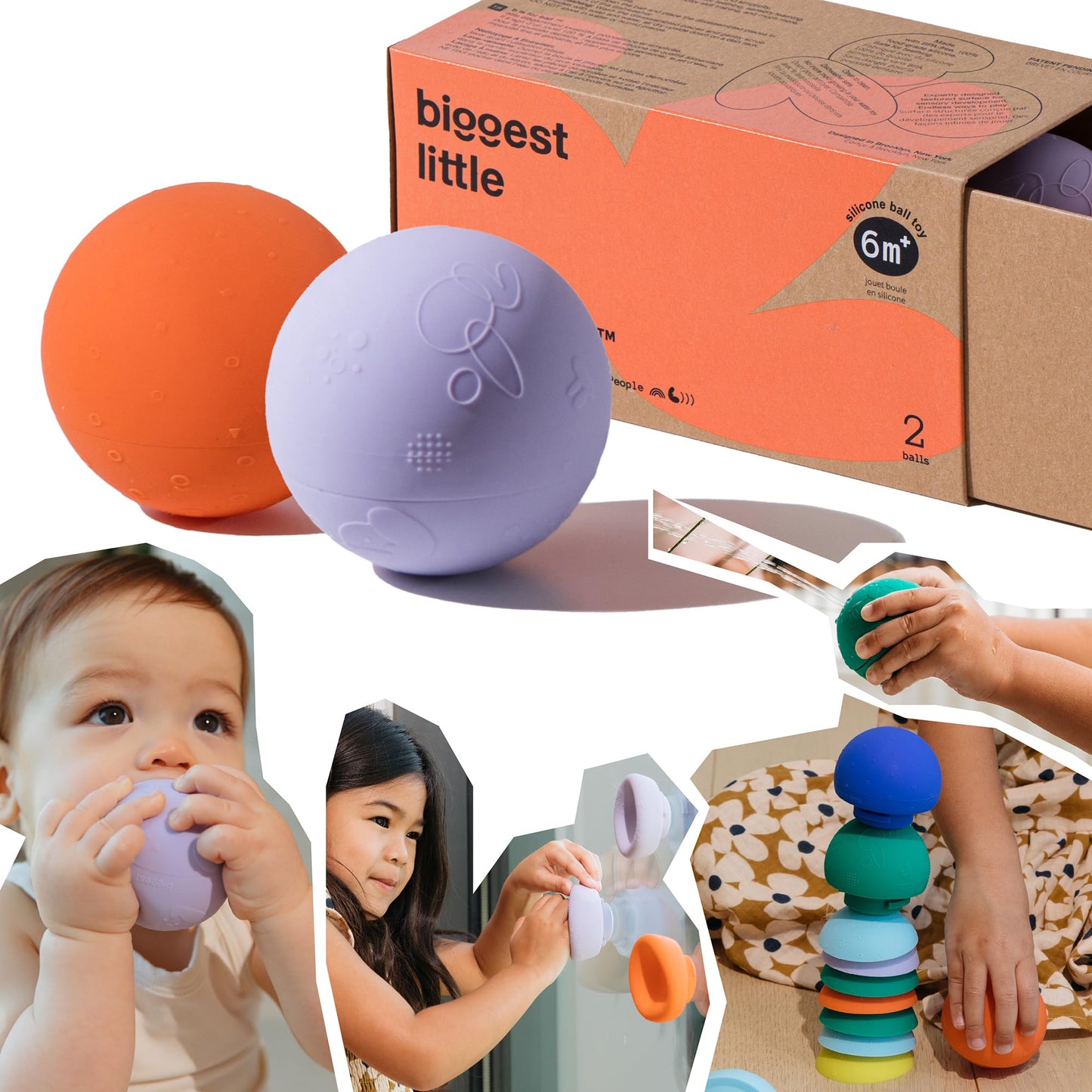 b is for Ball Food Grade Silicone Sensory Ball | teether | squirty Bath Toy | Stacking Toy | Montessori Toy | Dishwasher Safe |
