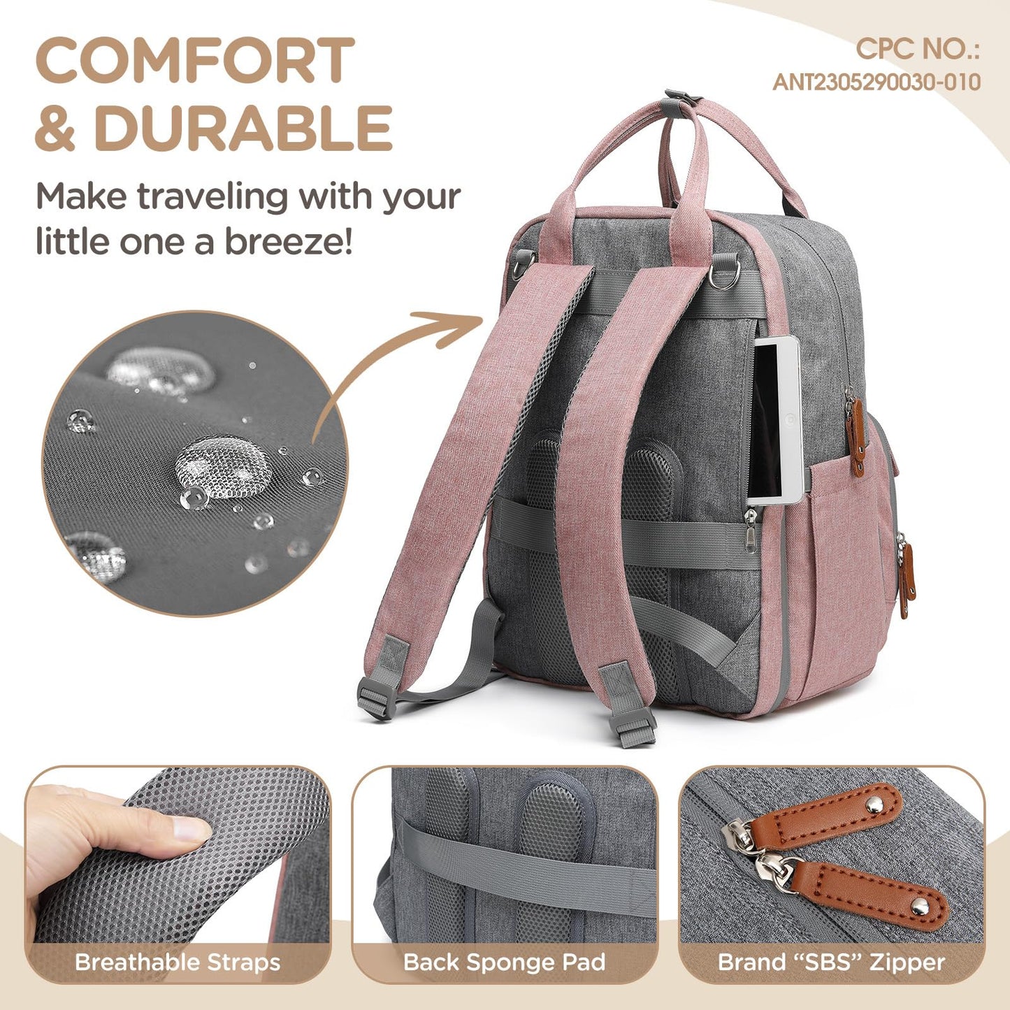 Qualyphant Extra Large Diaper Bag Backpack For Two Kids, Expandable 35L Baby Bags For Mom Girl Boy Dad Toddler, Pink Travel Diap