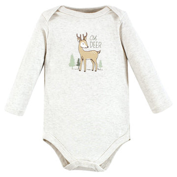 Hudson Baby Baby Girls Cotton Long-Sleeve Bodysuits And Toddler T Shirt Set, Forest Deer 3-Pack, 6-9 Months Us